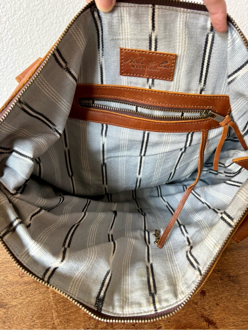 Nena & Co. Striped Guatemalan huipil and leather bag - Picture 11 of 12